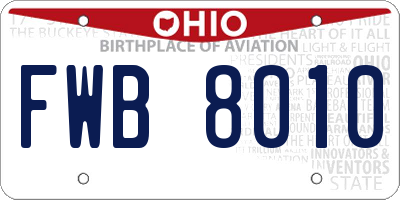 OH license plate FWB8010