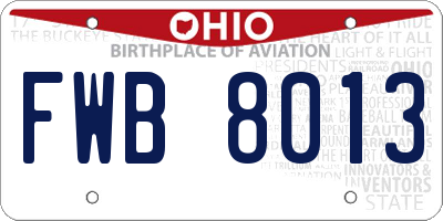 OH license plate FWB8013