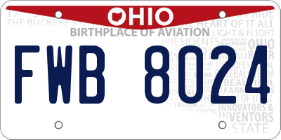 OH license plate FWB8024