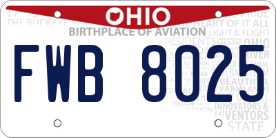OH license plate FWB8025