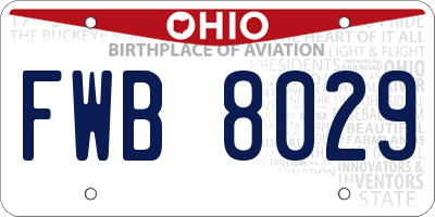 OH license plate FWB8029