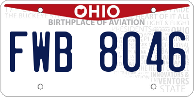 OH license plate FWB8046