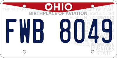OH license plate FWB8049