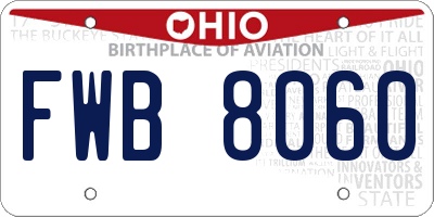 OH license plate FWB8060