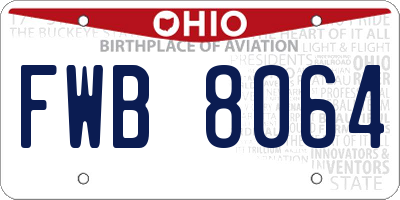 OH license plate FWB8064