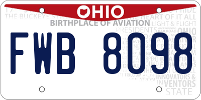 OH license plate FWB8098