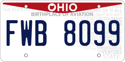 OH license plate FWB8099