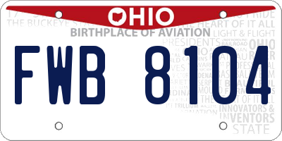 OH license plate FWB8104