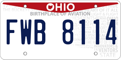 OH license plate FWB8114
