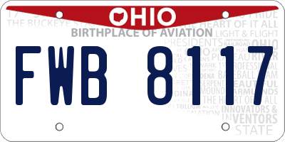 OH license plate FWB8117