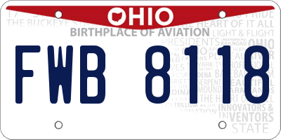 OH license plate FWB8118