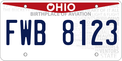 OH license plate FWB8123