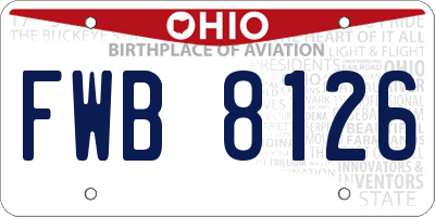 OH license plate FWB8126