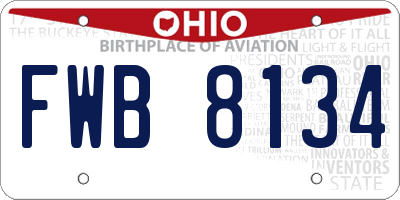 OH license plate FWB8134