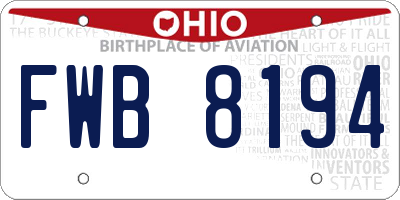 OH license plate FWB8194