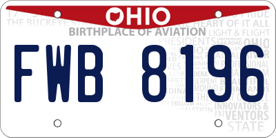 OH license plate FWB8196