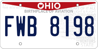 OH license plate FWB8198