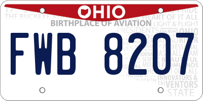 OH license plate FWB8207