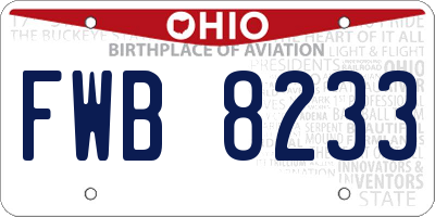 OH license plate FWB8233