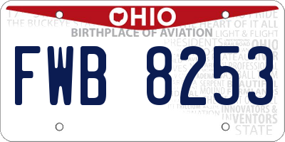 OH license plate FWB8253