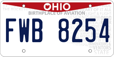 OH license plate FWB8254