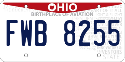 OH license plate FWB8255
