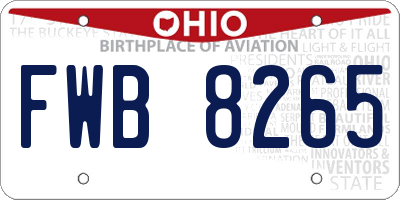 OH license plate FWB8265