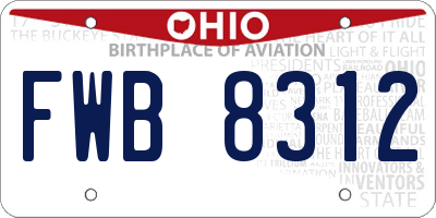 OH license plate FWB8312