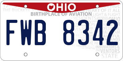 OH license plate FWB8342