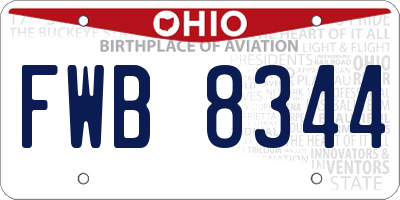 OH license plate FWB8344