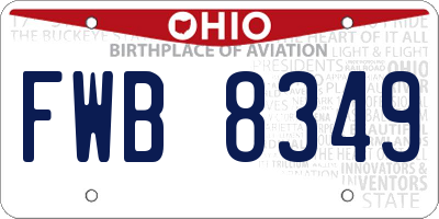 OH license plate FWB8349