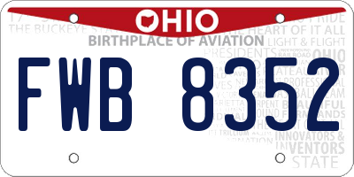OH license plate FWB8352