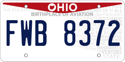 OH license plate FWB8372