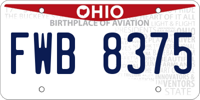 OH license plate FWB8375