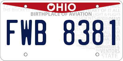 OH license plate FWB8381