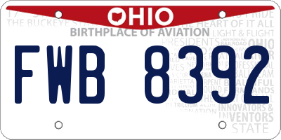OH license plate FWB8392