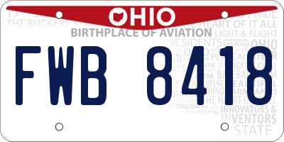 OH license plate FWB8418