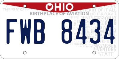 OH license plate FWB8434