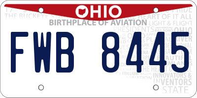 OH license plate FWB8445
