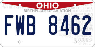OH license plate FWB8462