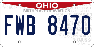 OH license plate FWB8470