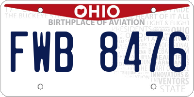 OH license plate FWB8476