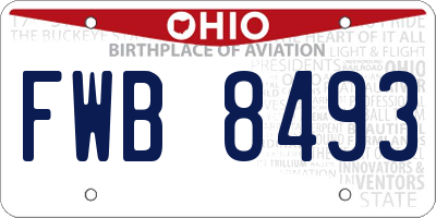 OH license plate FWB8493