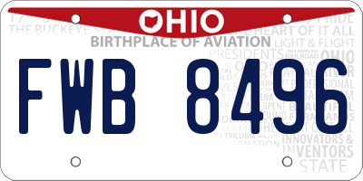 OH license plate FWB8496