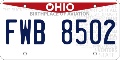 OH license plate FWB8502