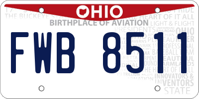 OH license plate FWB8511