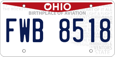 OH license plate FWB8518