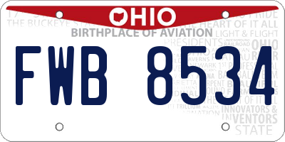 OH license plate FWB8534
