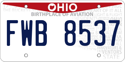 OH license plate FWB8537