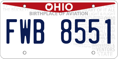 OH license plate FWB8551
